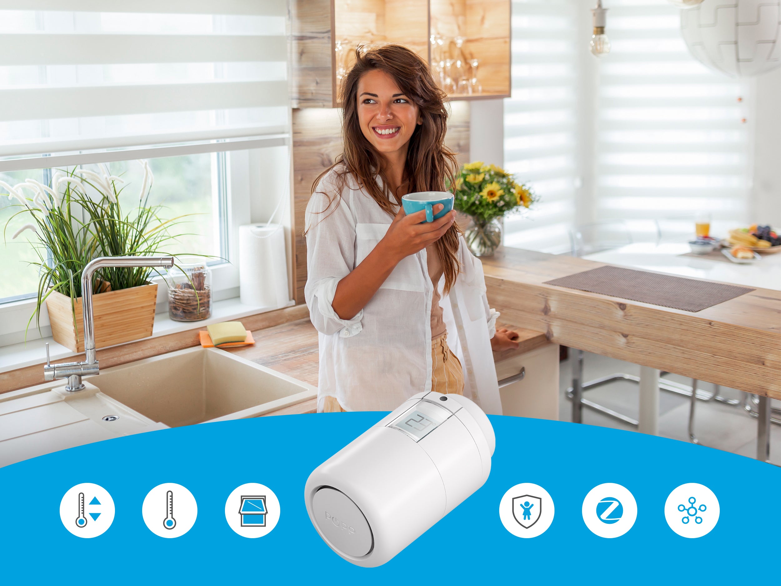 Thermostat & Tür-Fenster-Kontakt Bundle - POPP Zigbee Thermostat + Multipurpose Sensor