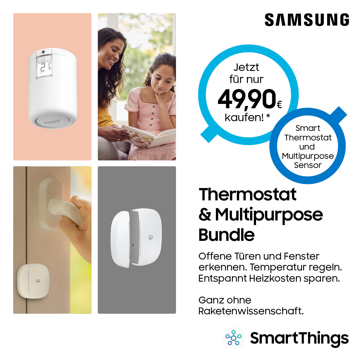Thermostat & Tür-Fenster-Kontakt Bundle - POPP Zigbee Thermostat + Multipurpose Sensor